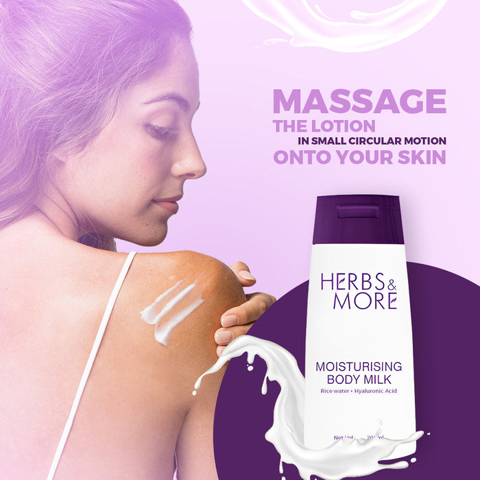 Herbs & More Moisturising Body Milk - 200ML | Deep Hydration & Nourishment | Softens and Smoothens Skin | Quick Absorption, Non-Greasy Finish, Improves Skin Texture and Elasticity