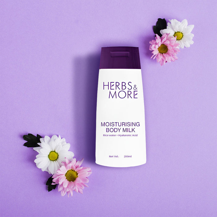 Herbs & More Moisturising Body Milk - 200ML | Deep Hydration & Nourishment | Softens and Smoothens Skin | Quick Absorption, Non-Greasy Finish, Improves Skin Texture and Elasticity