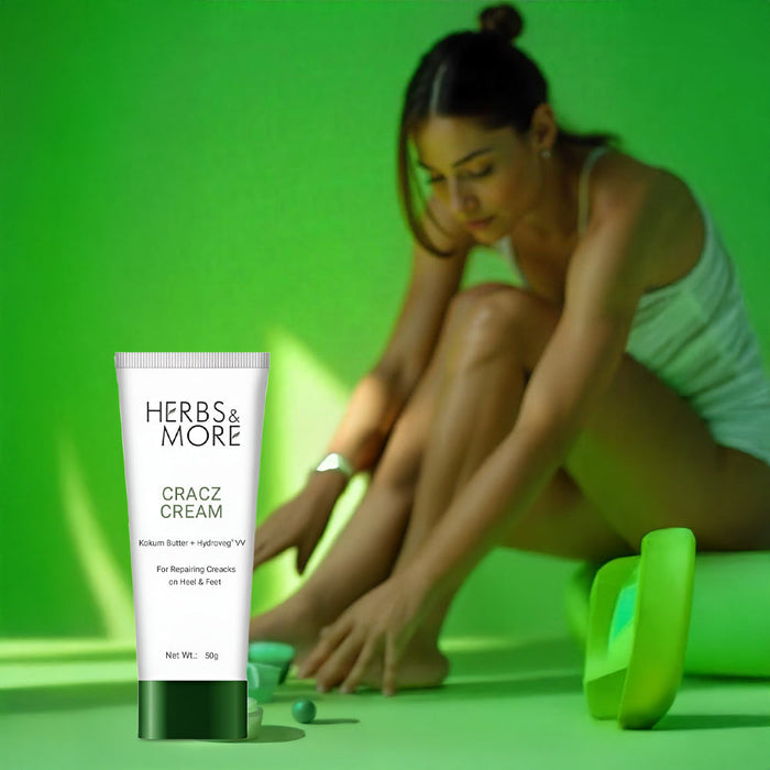 Herbs & More Crackz Cream - 50g | Intensive Foot & Heel Repair | Moisturizes, Heals, and Softens Cracked Skin