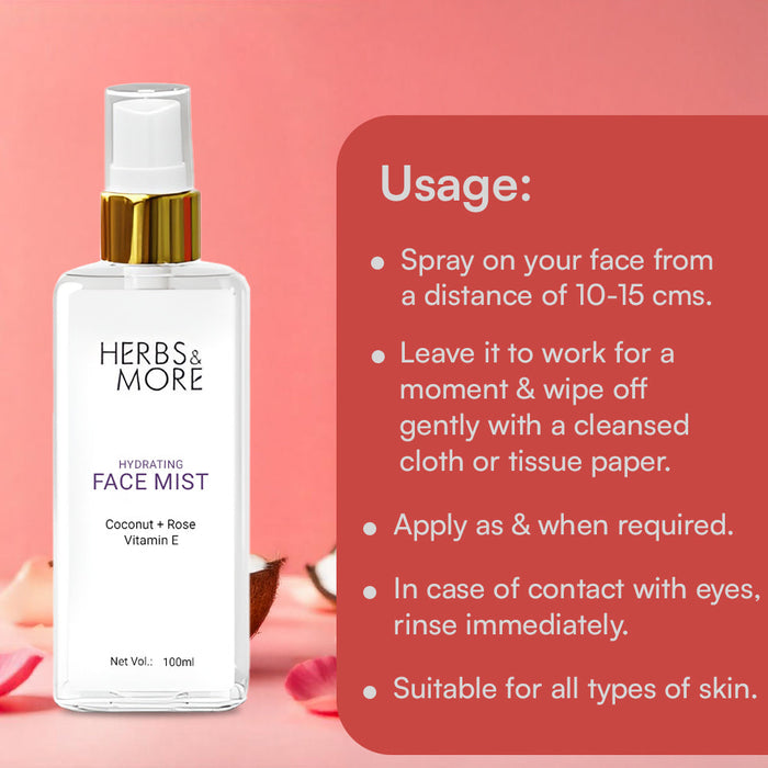 Herbs & More Hydrating Face Mist - 100 ML | Refreshing & Moisturizing Spray | Instant Skin Hydration | Natural Ingredients