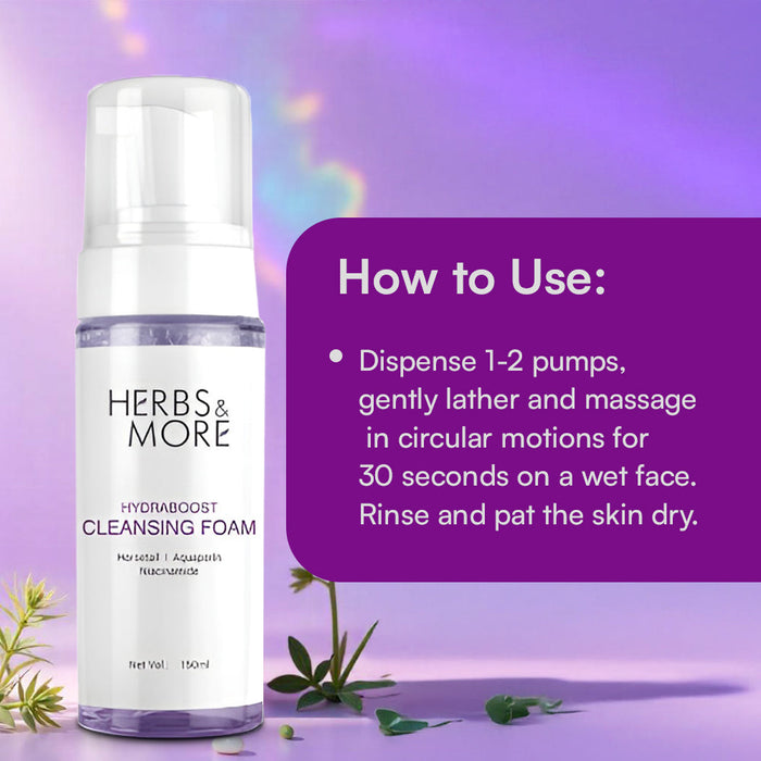 Herbs & More Hydraboost Cleansing Foam - 150ML | Deep Cleansing & Hydrating | Refreshes, Softens, and Revitalizes Skin