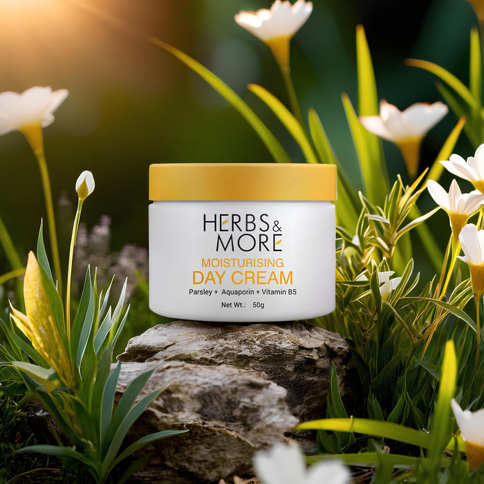 Herbs & More Moisturising Day Cream - 50g | Hydrating & Nourishing | Non-Greasy Formula for Soft, Smooth Skin | SPF Protection
