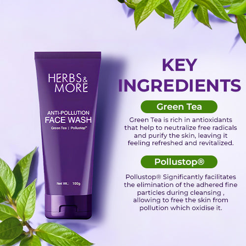 Herbs & More Anti-Pollution Face Wash - 100gm | Deep Cleansing & Detoxifying | Removes Dirt, Impurities & Pollutants