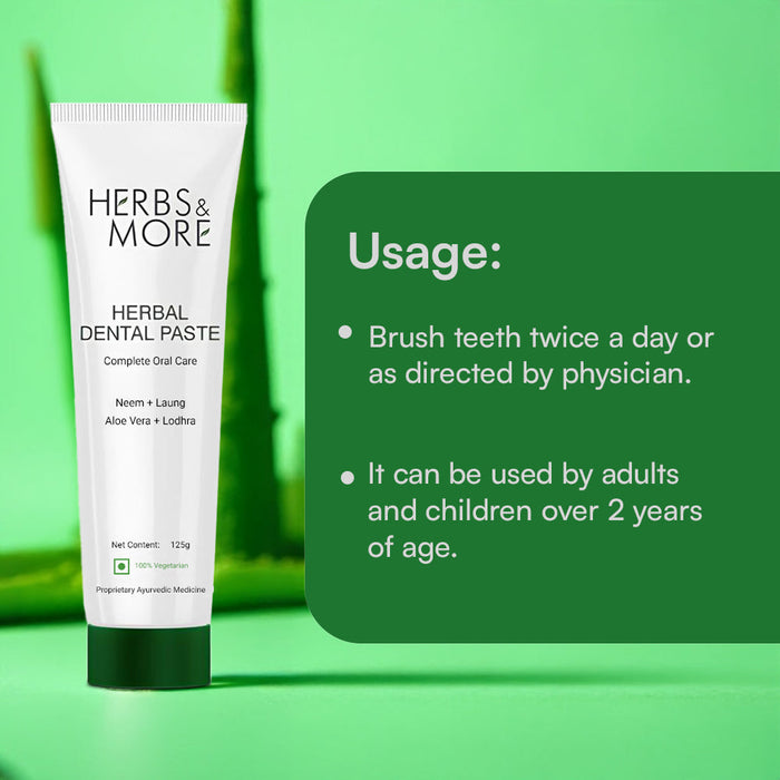 Herbs & More Herbal Dental Paste Pack of 2 (125g Each) | Natural Toothpaste for Fresh Breath, Healthy Gums, & Strong Teeth