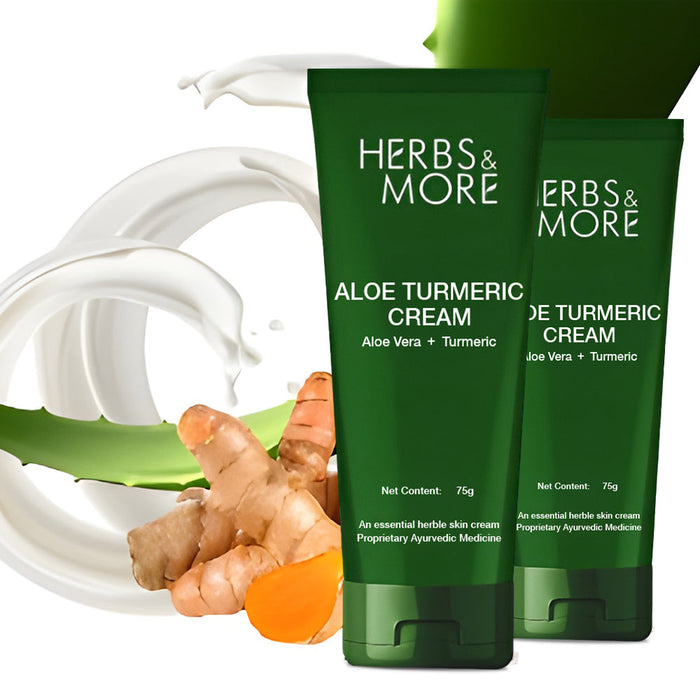 Herbs & More Aloe Turmeric Cream - 75g | Soothing & Hydrating Skincare | Natural Brightening & Nourishment