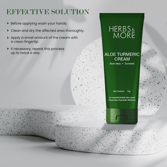Herbs & More Aloe Turmeric Cream - 75g | Soothing & Hydrating Skincare | Natural Brightening & Nourishment