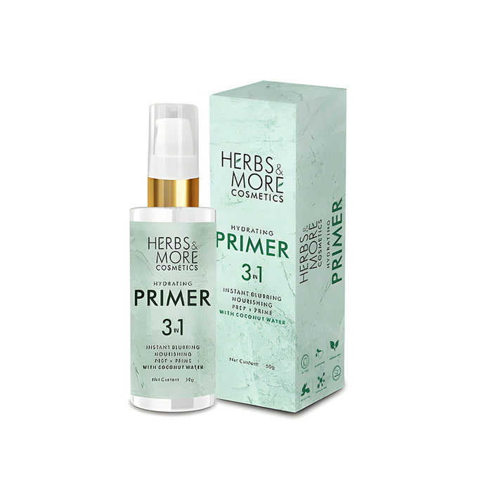 Herbs & More Cosmetics Hydrating 3 in 1 Primer | Moisturizing, Smoothing & Long-Lasting Base | Perfect for All Skin Types