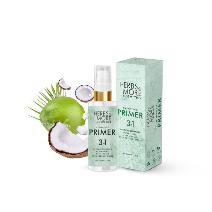 Herbs & More Cosmetics Hydrating 3 in 1 Primer | Moisturizing, Smoothing & Long-Lasting Base | Perfect for All Skin Types