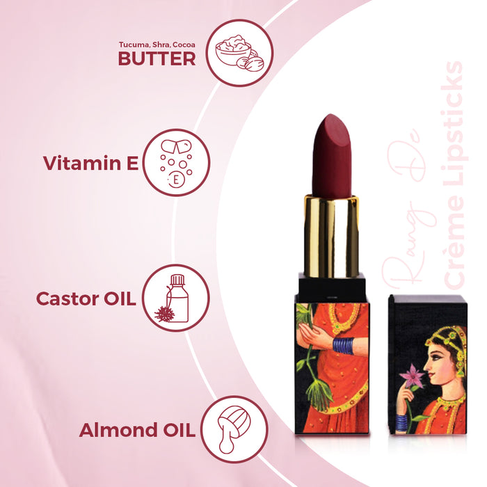 Rang De Lipstick Raaz Shed 4.1 GMS Paraben free Sulphate free Phthalate free Silica free Cruelty free Vegan