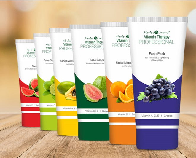 Herbs & More Vitamin Therapy Professional Massage Cream, Tan Face And Body Combo Face Scrub, Face Pack, Face Gel Facial Kit For Women 20.29 fl oz